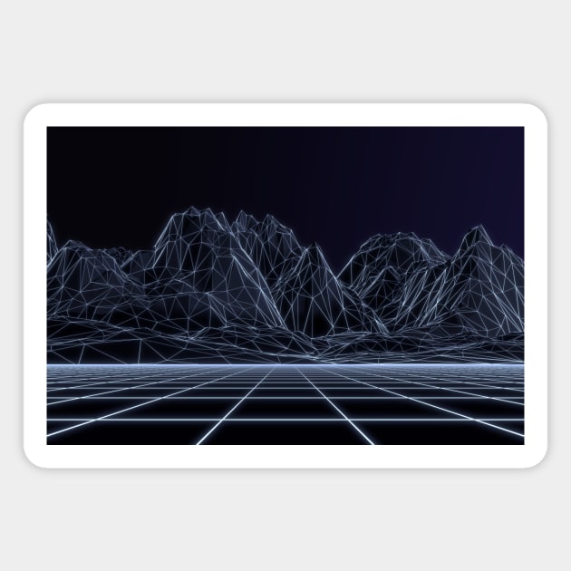 Wireframe Mountains Magnet by AxiomDesign